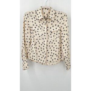 Derek Lam 10 Crosby Blouse Size 2 Button Up Black Off White Polka Dot Pattern